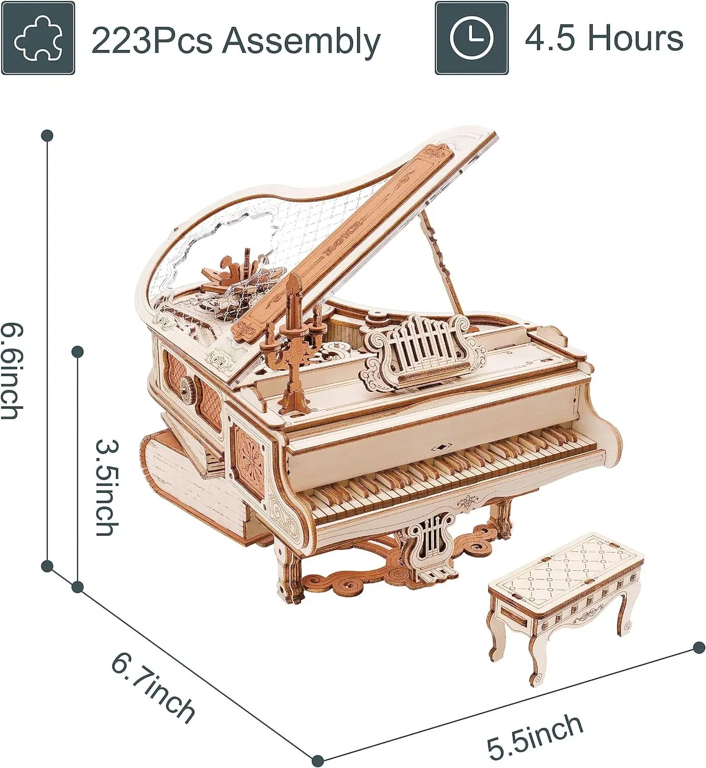 Vintage Mechanical Musical Piano 3D 