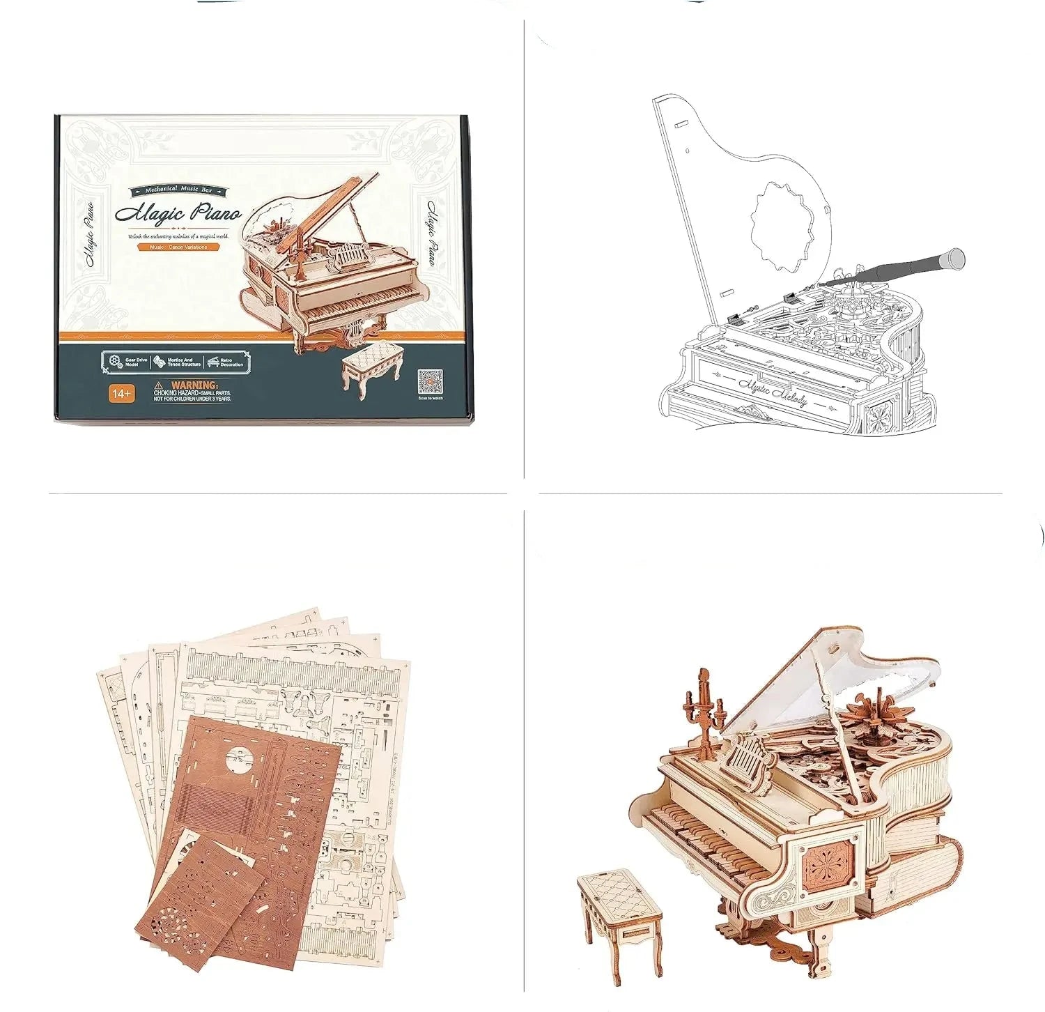 Vintage Mechanical Musical Piano 3D 